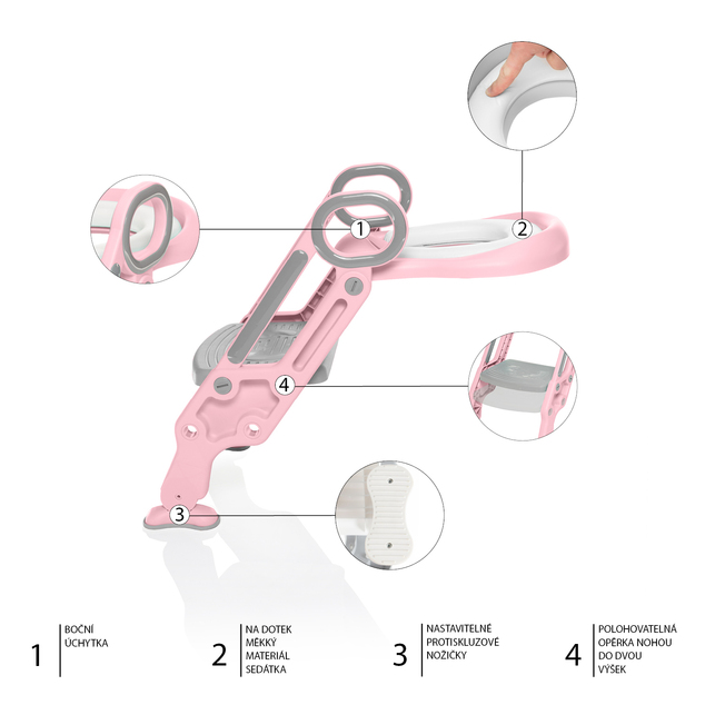 Schodíky na WC Loostep, Blush PInk