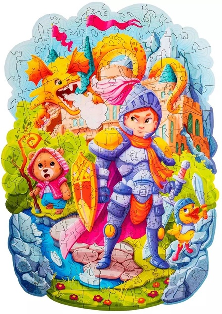 DREVENÉ FAREBNÉ PUZZLE - Statočný rytier