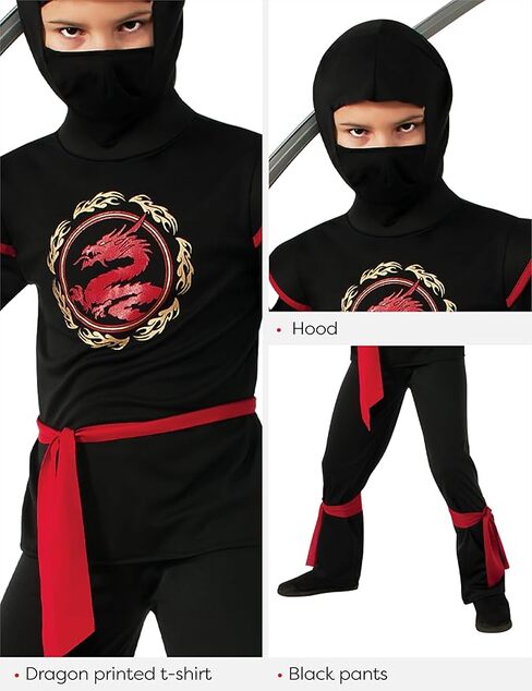 NINJA čierny drak detský kostým veľkosť(130-142cm)