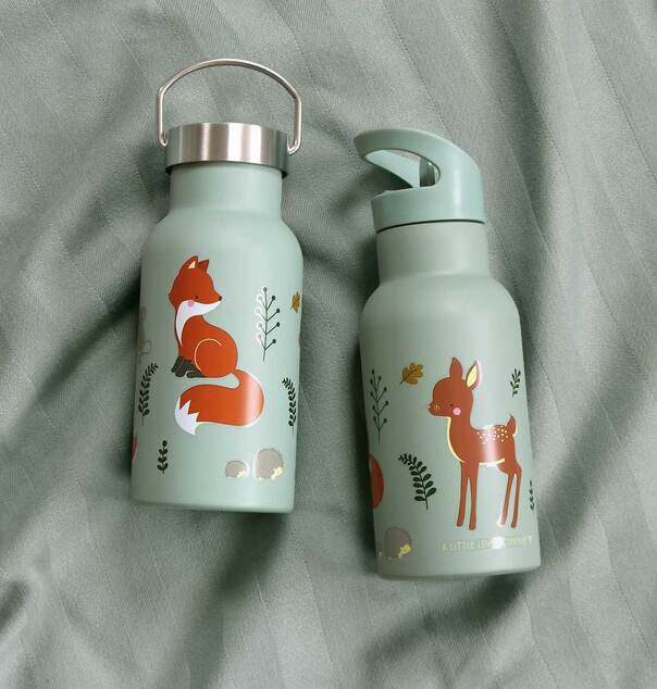 A Little Lovely Company - nerezová fľaša na pitie, 350 ml  - kamaráti z lesa