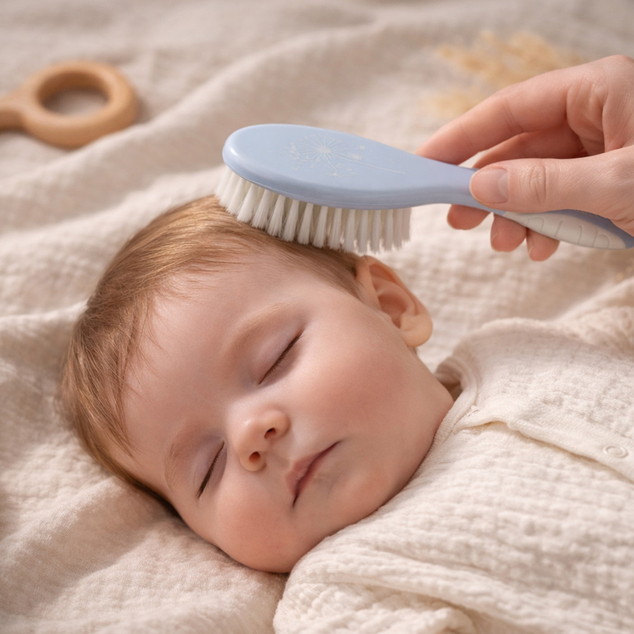 BABYONO Kefe és fésű csúszásmentes fogantyúval Blue