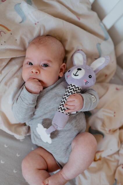 Zajačik babyted pískatko / hryzátko plyš 25cm fialový