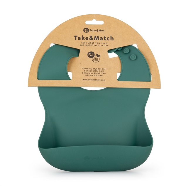 PETITE&amp;MARS Podbradník silikónový Take&amp;Match Misty Green 6m+