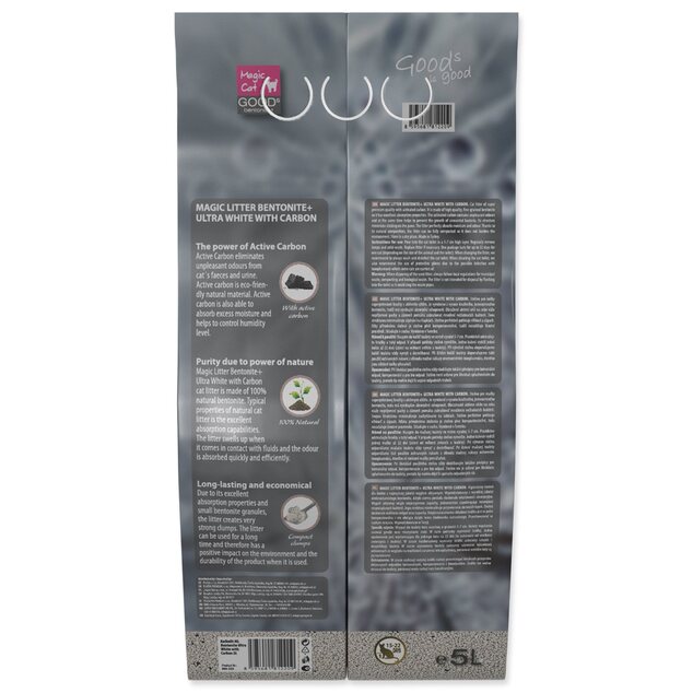 Podstielka Magic Litter Bentonite Ultra White with Carbon 5L
