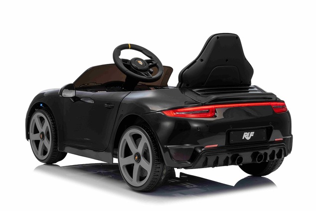Elektrické autíčko RUF GT 12V, čierne, Otváracie dvere, 2.4 GHz diaľkové ovládanie, LED sv