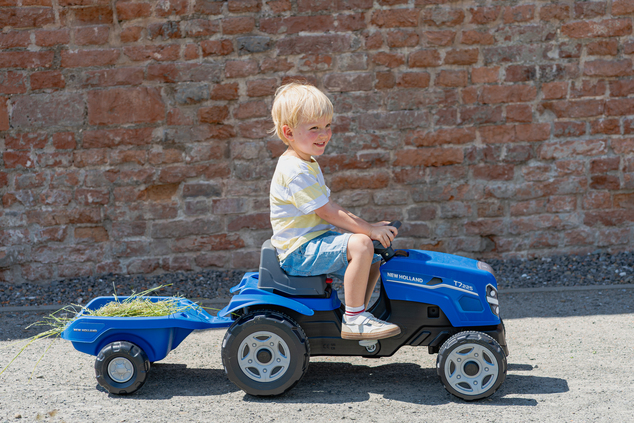 Falk Tractor de pedales New Holland con remolque