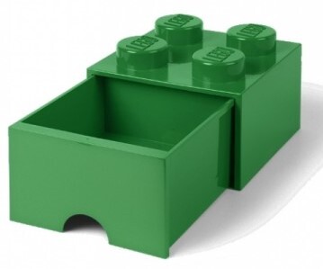 LEGO® úložný box 4 - so zásuvkou tmavo zelená  250 x 250 x 180 mm
