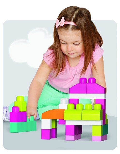 Mattel Mega bloks veľké vrece kociek - ružové (80)