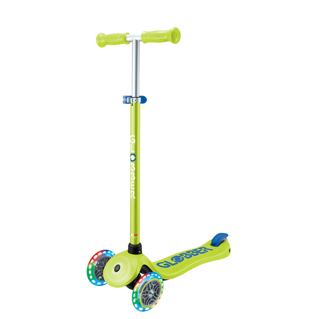 Globber Kinderroller Plus - Primo Plus Lights V2 - Leuchtend - Limettengrün/Marineblau