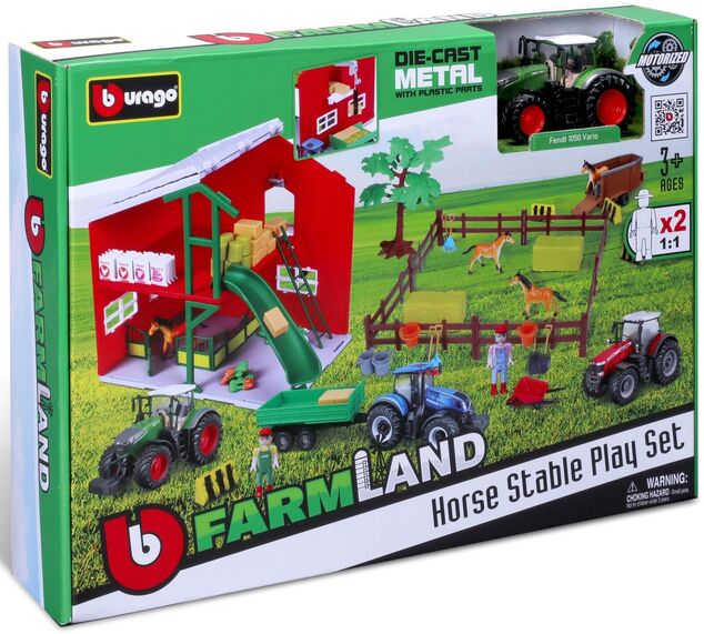 Bburago Farmland Pferdestall mit Traktor