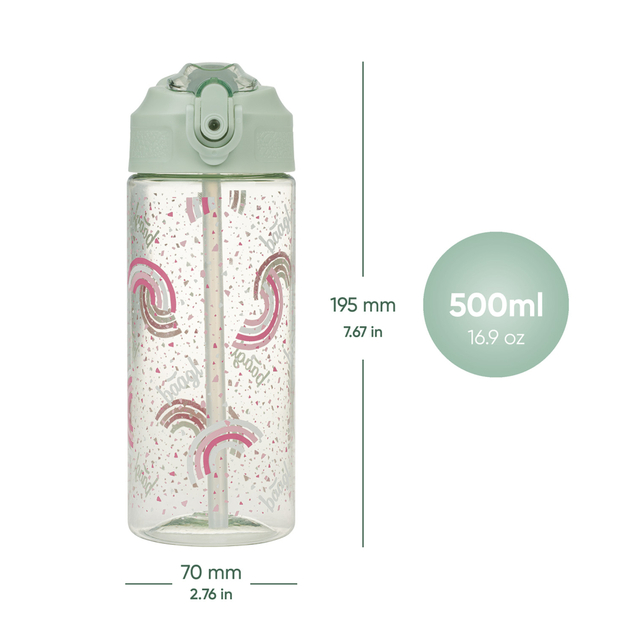 BAAGL Tritanová fľaša na nápoje so slamkou Dúha, 500 ml
