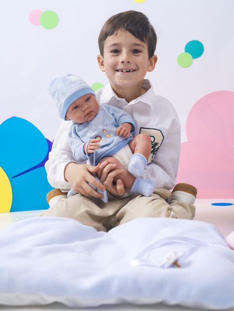 Llorens 84345 NEW BORN NIÑO - muñeca bebé realista con cuerpo de vinilo completo