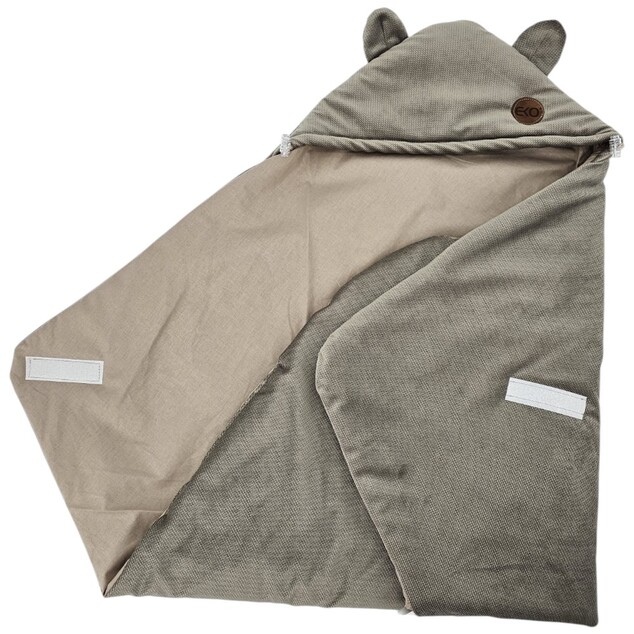 EKO Fußsack für Autositz Baumwolle Velvet Dunkel Beige 110x100cm