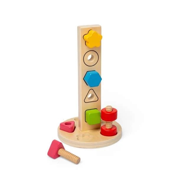 Bigjigs Toys Drevená veža s maticami a skrutkami