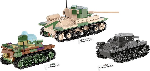 Cobi 3 tanky: Panzer I, Valentine IX, Renault R, 1:35, The Tank Museum, Les Blindes in Sau