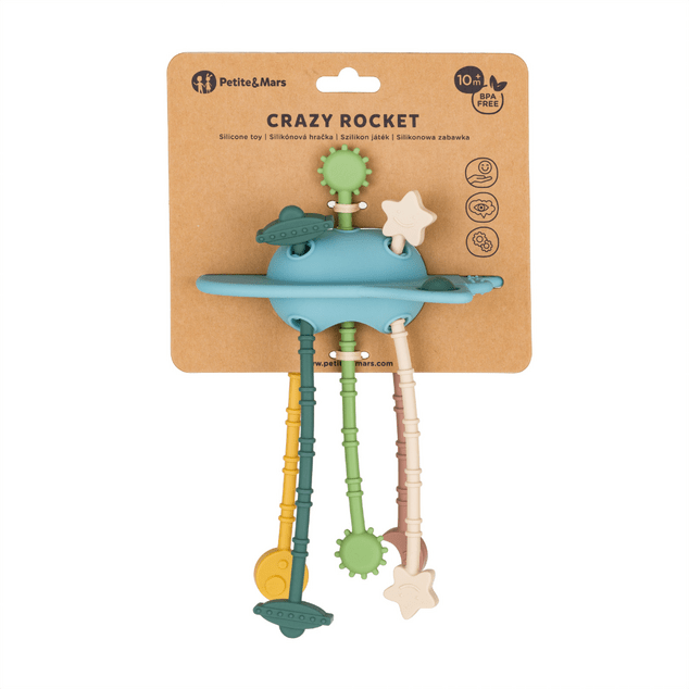 PETITE&amp;MARS Igrača silikonska senzorična Crazy rocket Frosted Sky 10m+