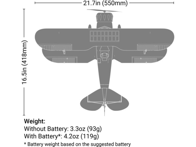 E-flite Waco 0.55m SAFE Select BNF Basic biele