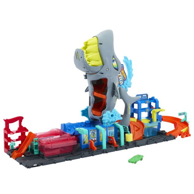 Mattel Hot Wheels City color reveal - Autoumyvareň so žralokom