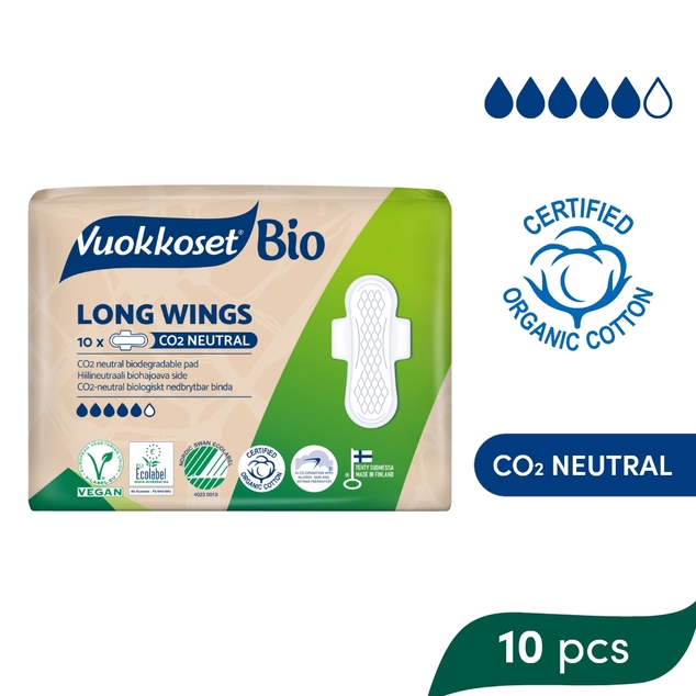 VUOKKOSET BIO Pads mit langen Flügeln (10 Stück)