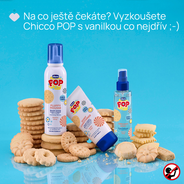 CHICCO Kondicionér na vlasy POP Vanilla Shiny 150ml s masážnou kefou na pokožku hlavy