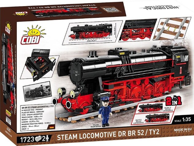 Cobi 6283 Parní lokomotiva DR BR 52/TY2, 1:35, 1723 k, 2 f