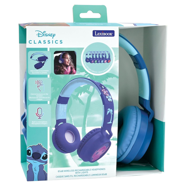 Lexibook Leuchtende kabellose Kopfhörer Disney Stitch