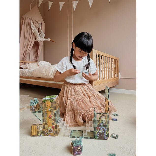 Cleverclixx – Ensemble de construction magnétique Magic Forest Pack Pastel - 65 pcs
