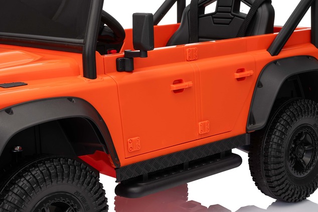 Elektrické autíčko Land Rover Defender 110 SVX 12V, oranžové, 4X4 pohon, LED svetlá, predn