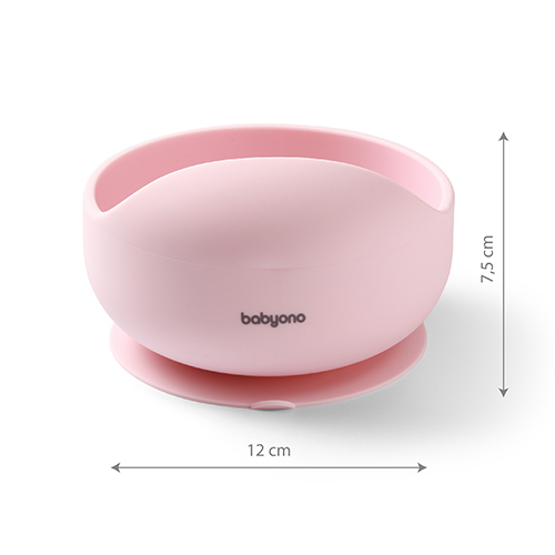 BABYONO Silikonschnuller mit Saugnapf - pink 6m+