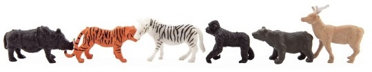 Animali mini safari ZOO plastica 5-6 cm 12 pezzi in un sacchetto