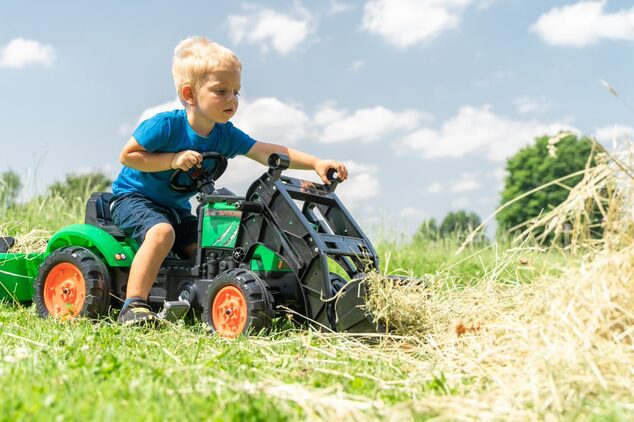 Falk Supercharger šliapaci Traktor Veľký s otváracou kapotou a vlečkou zelený