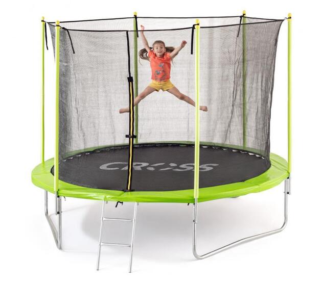 Trampolína CROSS so sieťou, zeleno čierna, 306x306x250cm
