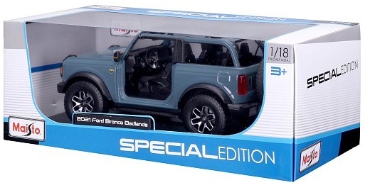 Maisto - 2021 Ford Bronco Badlands (bez dverí), modrý, 1:18