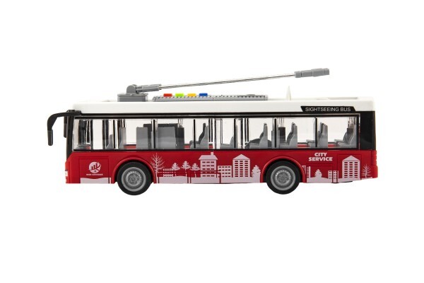 Autobus/trolejbus plast 28cm na zotrvačník na bat. so svetlom a zvukom