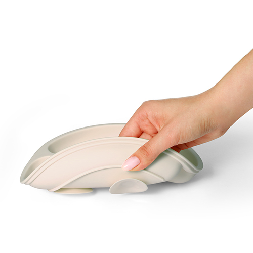 BABYONO Assiette en silicone avec ventouse - beige 6m+