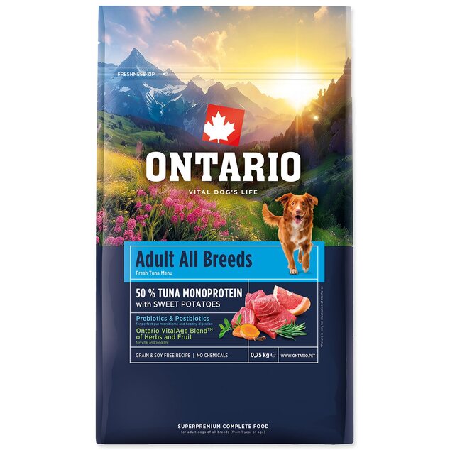 Krmivo Ontario Adult All Breeds Monoprotein Tuna &amp; Sweet Potatoes 0,75kg