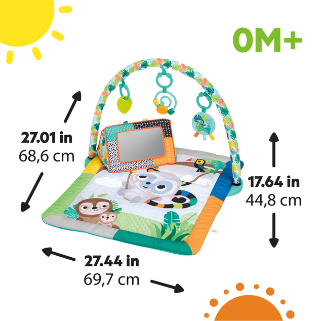 BRIGHT STARTS Tapis de jeu pour le développement moteur et sensoriel Tropical Treetop™, 0m+