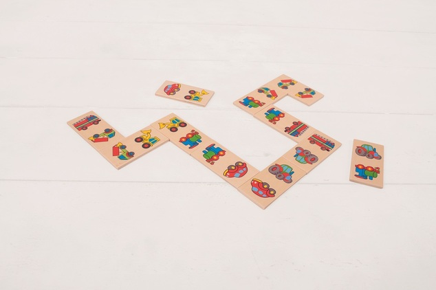 Bigjigs Toys Dominó de madera vehículos de transporte