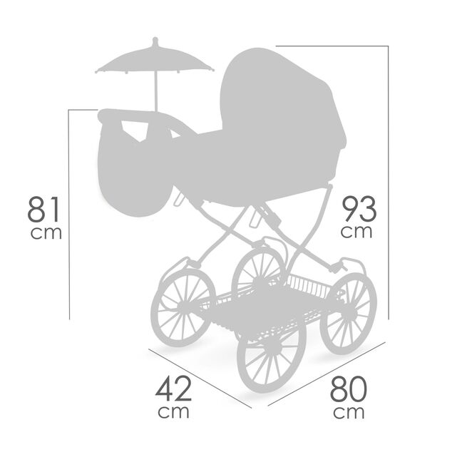 DeCuevas 81074 Skladací kočík pre bábiky s taškou a doplnkami Tulipe 2025 - 81 cm