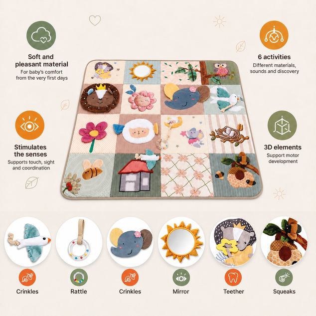 Tapis de jeu interactif Jumbo, Beige doux