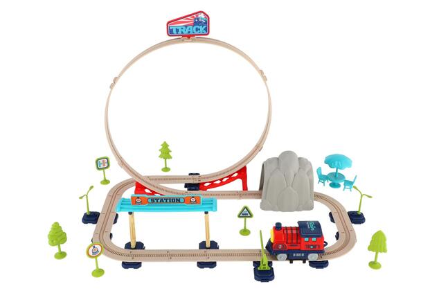 Treno con binari 60 pezzi a batteria 30x21x6cm