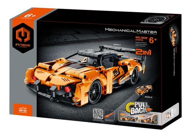 iM.MASTER Stavebnica 2v1 auto na spätné natiahnutie plast 278 dielikov oranžové