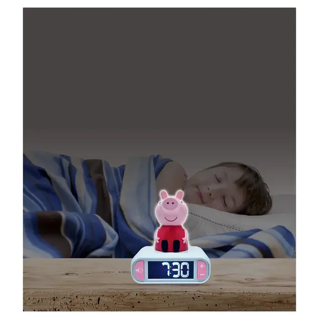 Budík s nočným 3D svetlom - Prasiatko Peppa