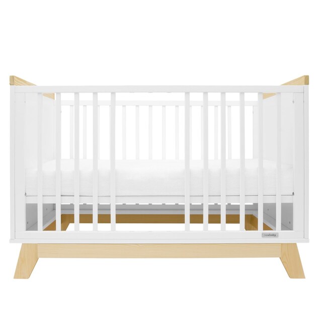Otroška posteljica z ograjo New Baby MARCUS 120x60 cm bela/naravna