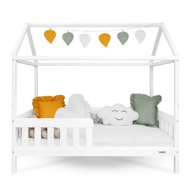 Kinderbett Haus mit Geländer und Lattenrost New Baby CASTELLO 180x90 cm weiß