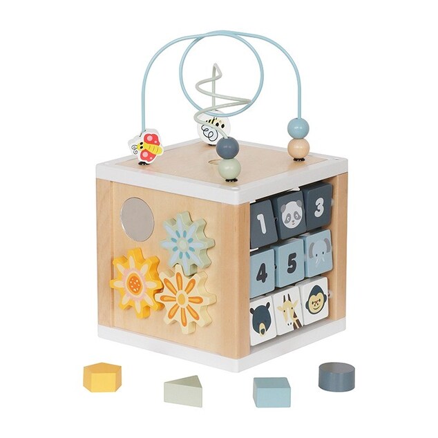 Drevená multifunkčná kocka Safari Montessori Baby Mix