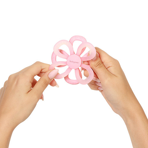 Babyono Jouet de dentition en silicone Flower - rose