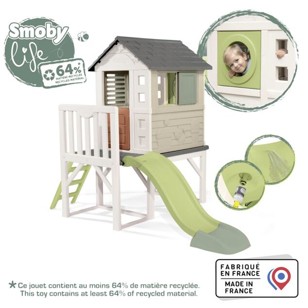 Smoby Domček na pilieroch so šmykľavkou