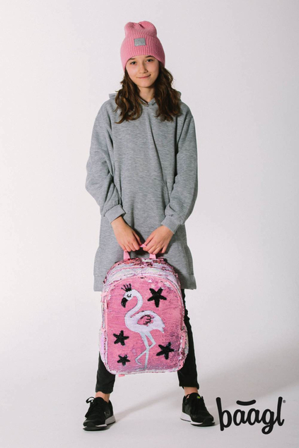 BAAGL Rucsac școlar Fun Flamingo