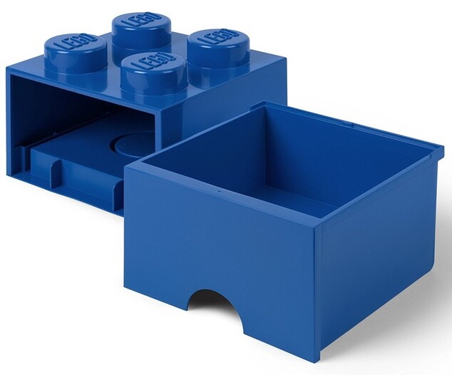 LEGO® úložný box 4 - se zásuvkou modrá 250 x 250 x 180 mm